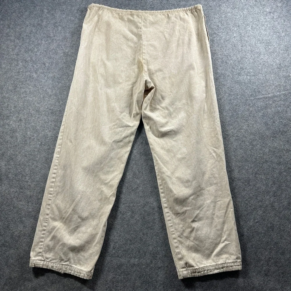 Produce Company Pants Mens Medium Beige Cotton Twill Drawstring Relaxed Utility
